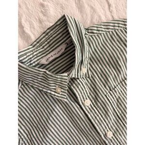 Janie and Jack Green Stripes Button Down Size 4